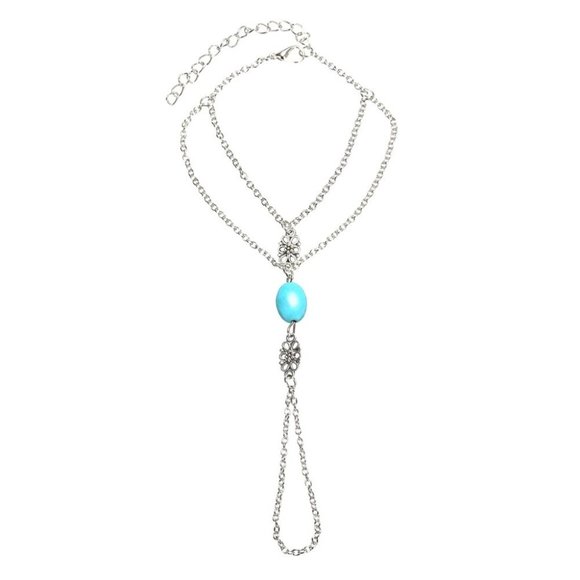 New Beautiful Silver Blue Finger Bracelet. - Picture 2 of 5